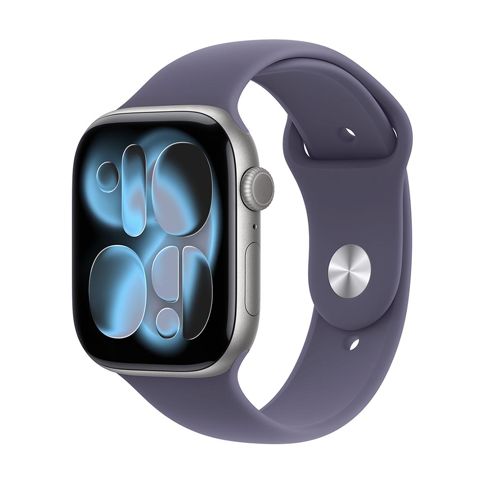 Apple Watch Series 11, 42 mm, Space Gray Aluminum Purple Fog Sport Band M/L
